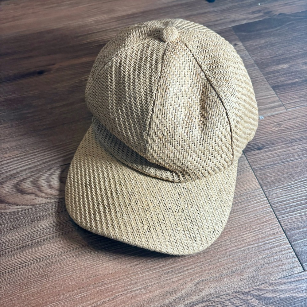 Women's Tan Woven Straw Baseball Cap